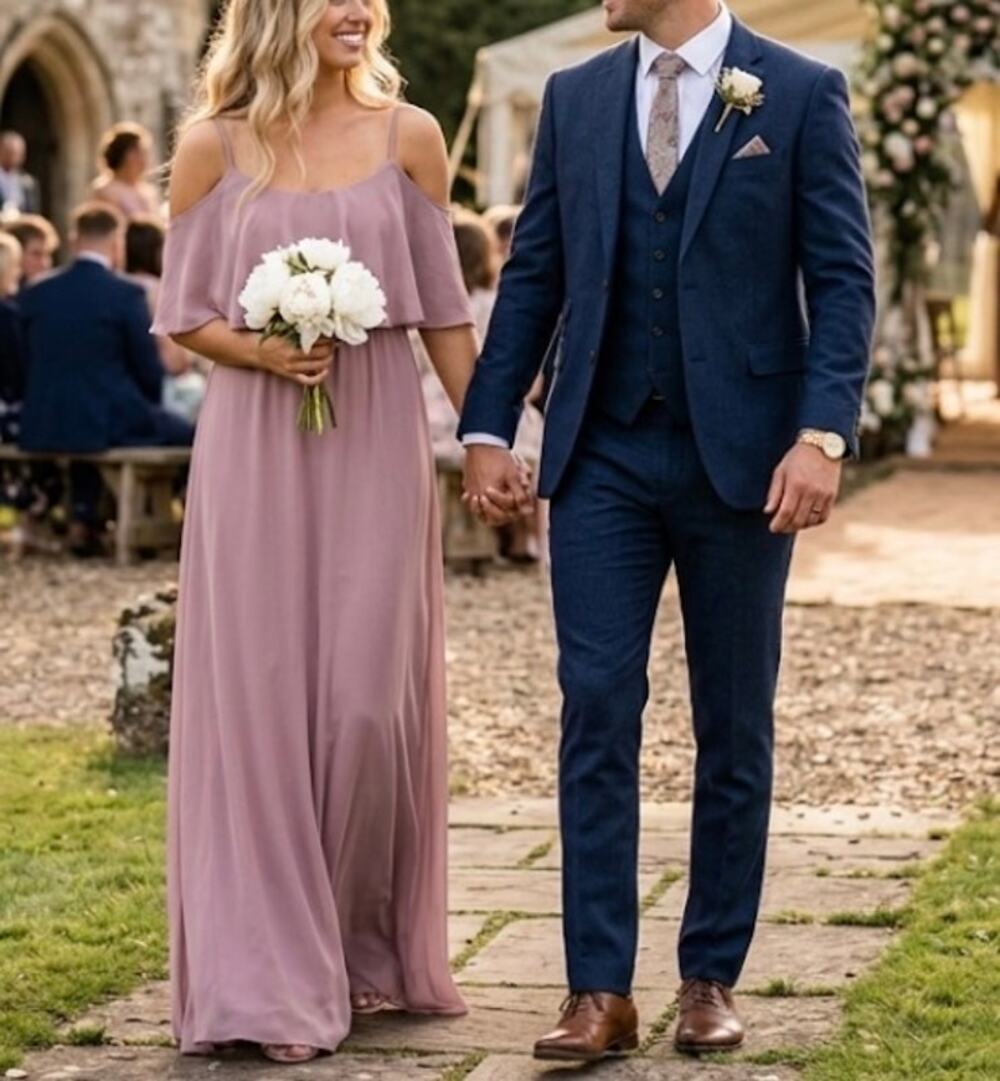 Show Me Your Mumu Caitlin Maxi Dress Antique Rose Ruffle Bridesmaid Medium